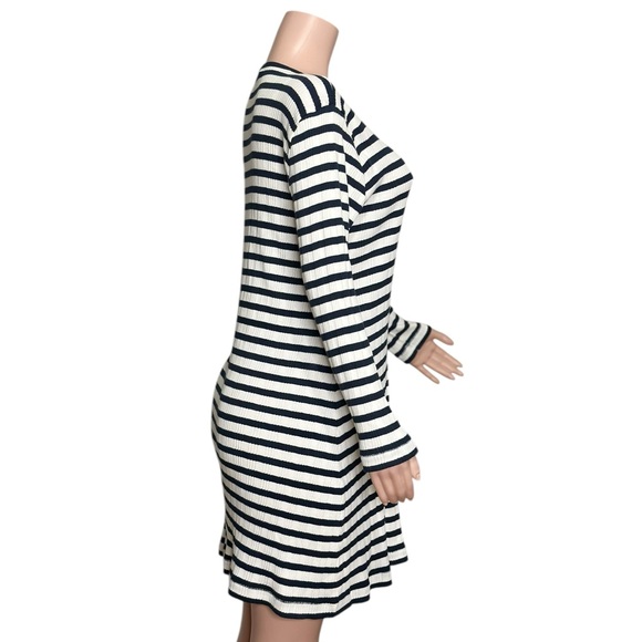 DÔEN Como Henley Sweater Dress, Marina San Simeon Stripe, XL - Picture 5 of 7